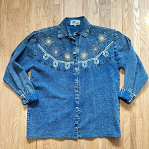 Vintage  Cotton Breeze Acid Wash 100% Cotton Jacket Coat Long Sleeve Shirt